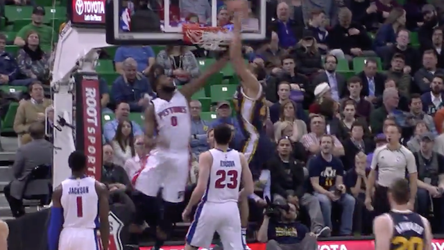 Rudy Gobert With The Grown Man Dunk Right in Andre Drummond\'s Grill