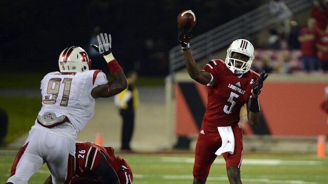 QB Teddy Bridgewater and the Louisville Cardinals remain undefeated with their 24-10 victory over the Scarlet Knights.