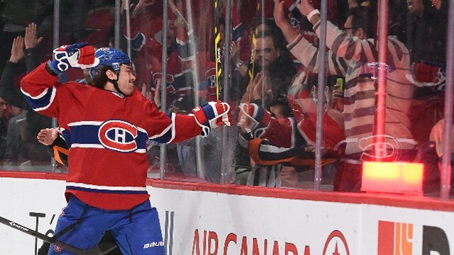 P-A Parenteau celebrates a goal, Montreal Canadiens