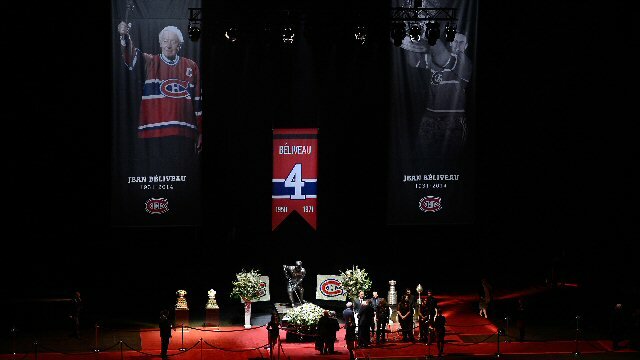 The casket of Jean Beliveau lies in state at the Bell Centre, Montreal