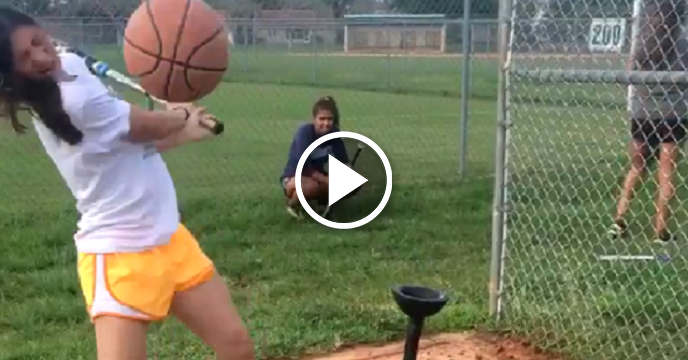 Softball Player Pays Price For Hitting Basketball Off A Tee