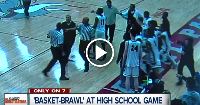 High School Basketball Referee Shoves Parent — Causes Bleacher-Clearing Brawl