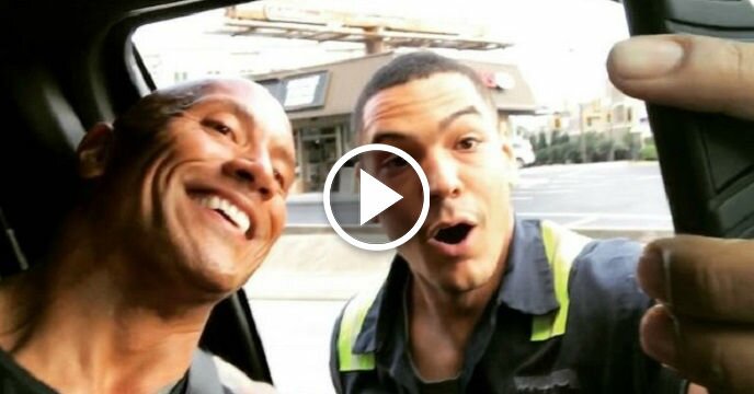 Dude Parks His Truck in the Middle of the Street, Blocking Traffic, to Take Selfie With The Rock
