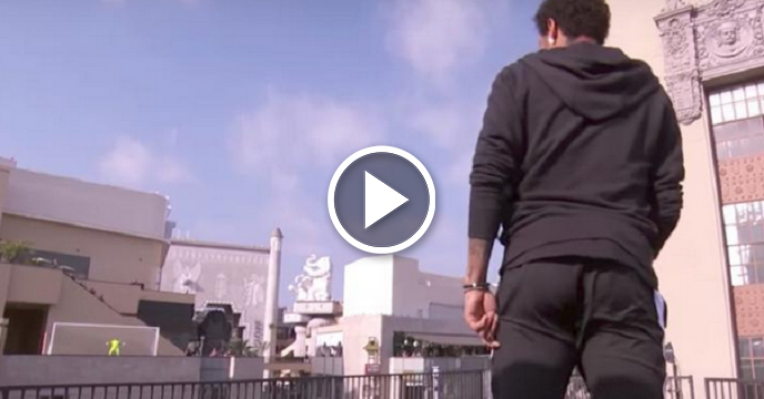 Brazilian Soccer Star Neymar Scores Impossible Rooftop Goal On Jimmy Kimmel Live