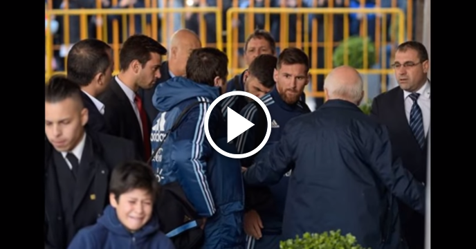 Lionel Messi Takes Time for Photo with Young Fan Who was Stopped by Security